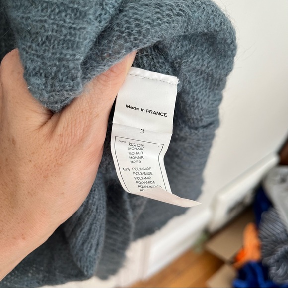 Stormy Ocean Blue Mohair Cardigan Size S - Picture 7 of 11